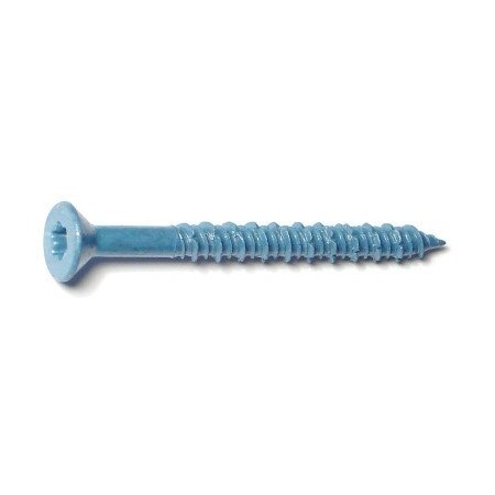 Torquemaster Masonry Screw, 1/4" Dia., Flat, 2 3/4 in L, Steel Blue Ruspert, 100 PK 54249